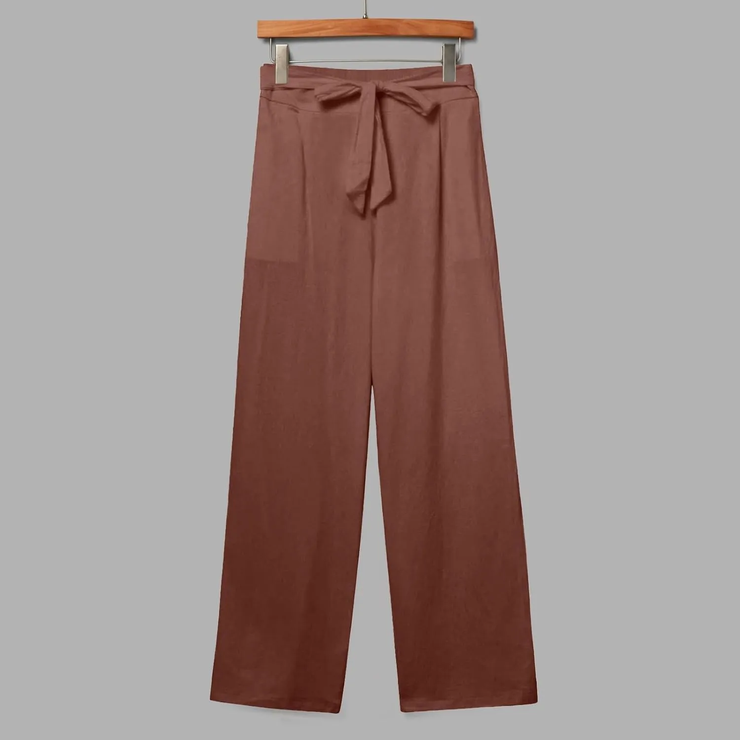 Wide Leg Linen Pants for Women Baggy Lightweight Casual Pants High Waist Drawstring Palazzo Pants Trousers w/Pockets