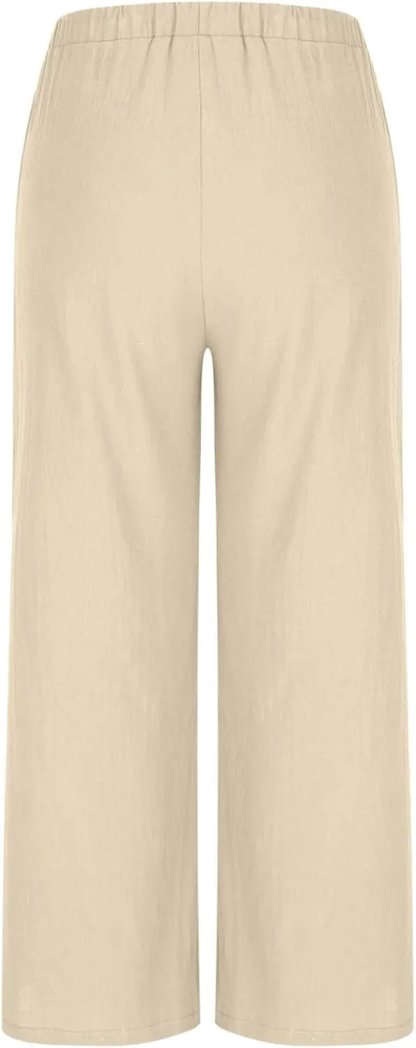 Wide Leg Pants for Woman Palazzo Trousers High Waisted Drawstring Summer Casual Business Work Beach Vacation Pants