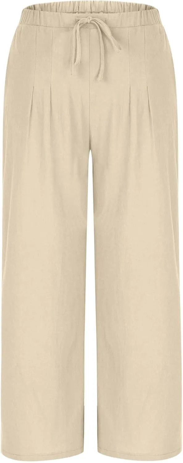 Wide Leg Pants for Woman Palazzo Trousers High Waisted Drawstring Summer Casual Business Work Beach Vacation Pants