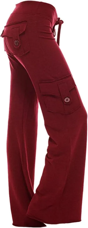 Wide Leg Yoga Pants for Women Casual High Waisted Casual leggings Pants with pockets Workout Lifting Joggers Apparel