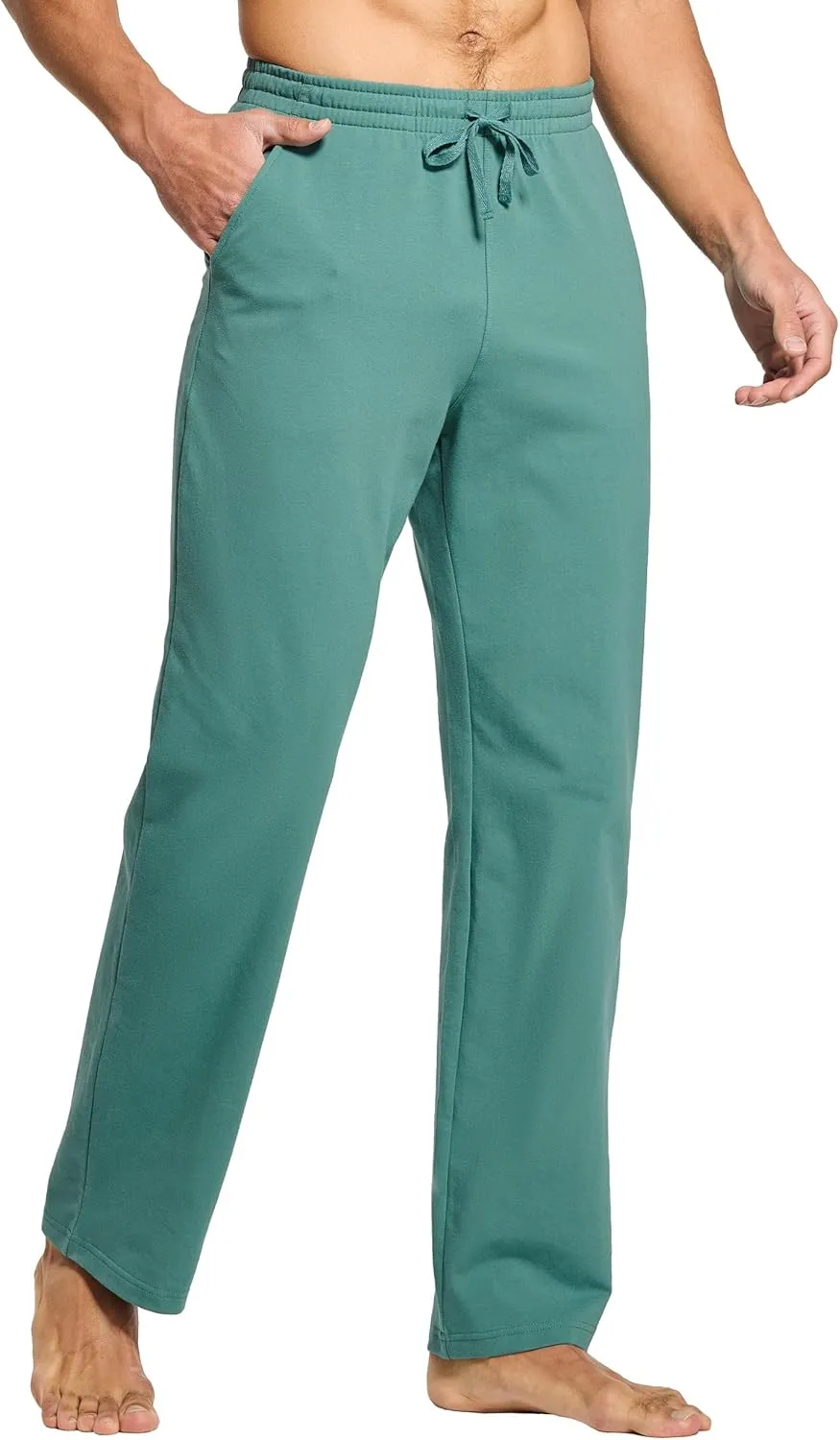 Willit Men's Cotton Yoga Sweatpants Athletic Pants Open Bottom Exercise Lounge Pants Loose Male Sweat Pants with Pockets