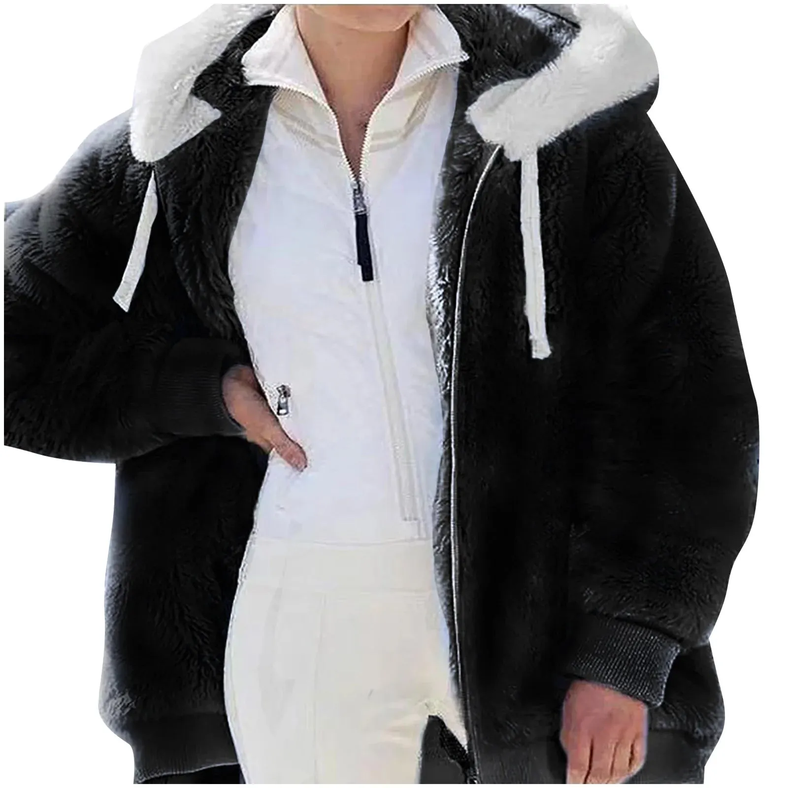 Women Clearance All 2024! Plus Size Winter Coats for Women, Women Plus Size Winter Warm Loose Plush Zip Hooded Jacket Coat Shacket Jacket for Fall, Winter Gift for Women