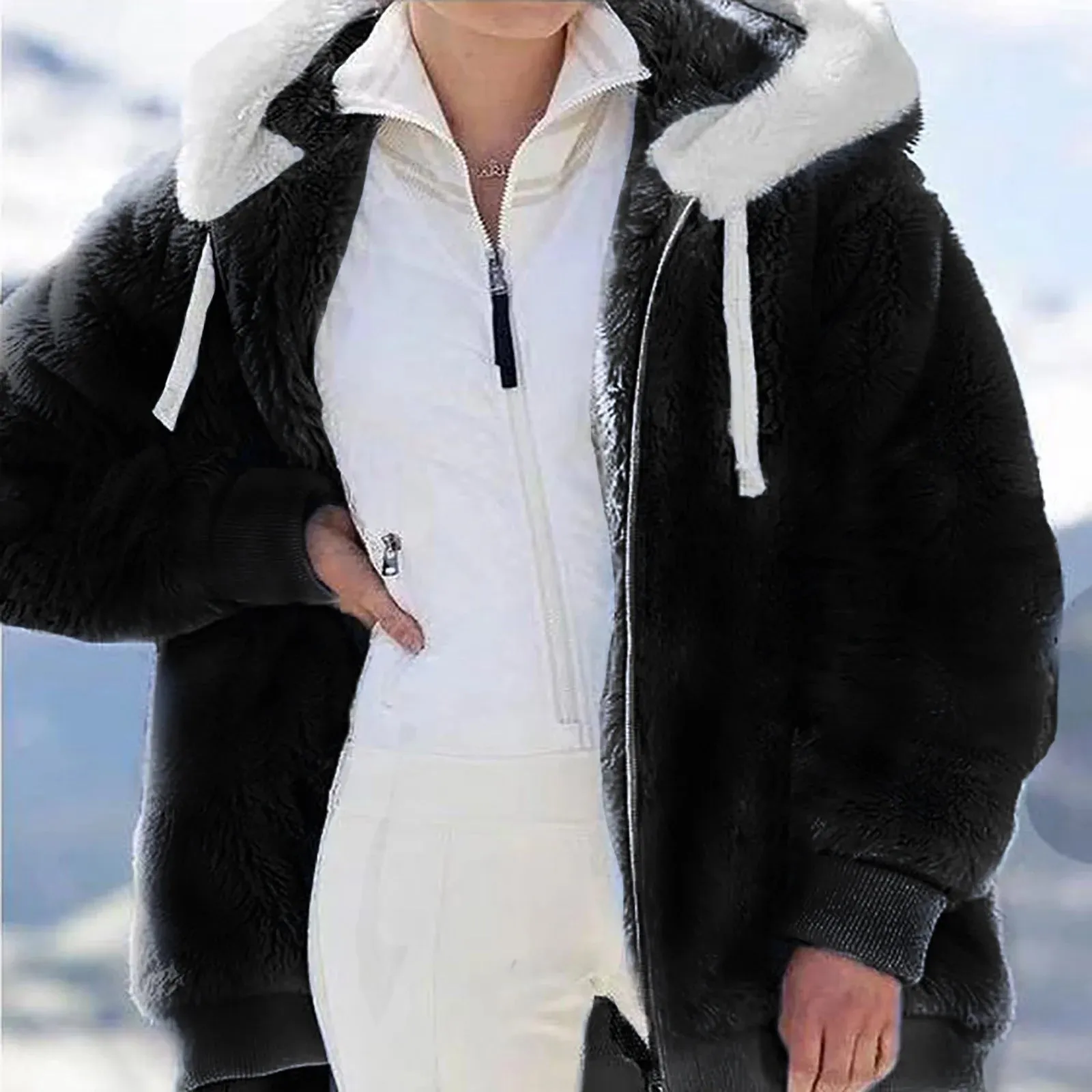 Women Clearance All 2024! Plus Size Winter Coats for Women, Women Plus Size Winter Warm Loose Plush Zip Hooded Jacket Coat Shacket Jacket for Fall, Winter Gift for Women