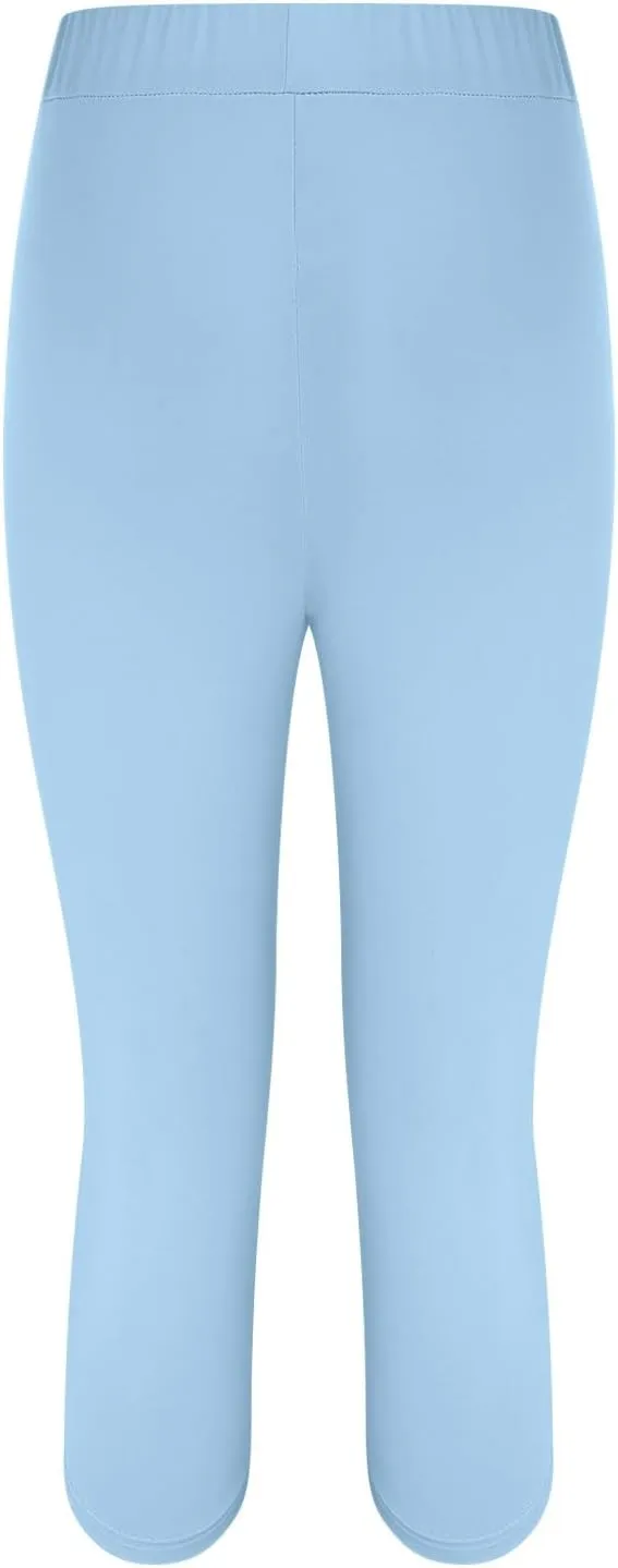 Women's Capri Yoga Pants Stretch High Waist Elastic Cropped Pants Resort Beach Leggings Casual Summer Pedal Pushers