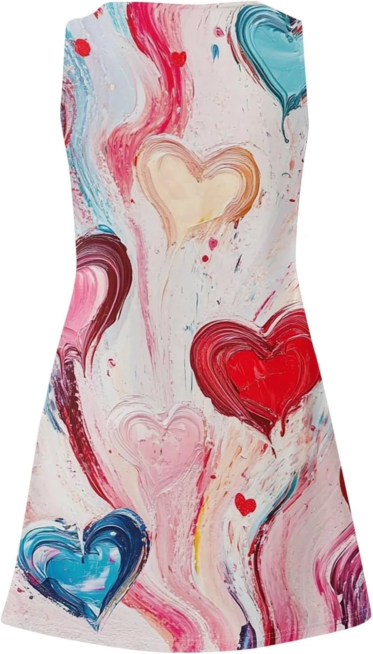 Women's Casual Sundress with Pockets Summer Boho Beach Dress,Holiday Hresses for Woment-Shirts Dress U Neck Loose Tank