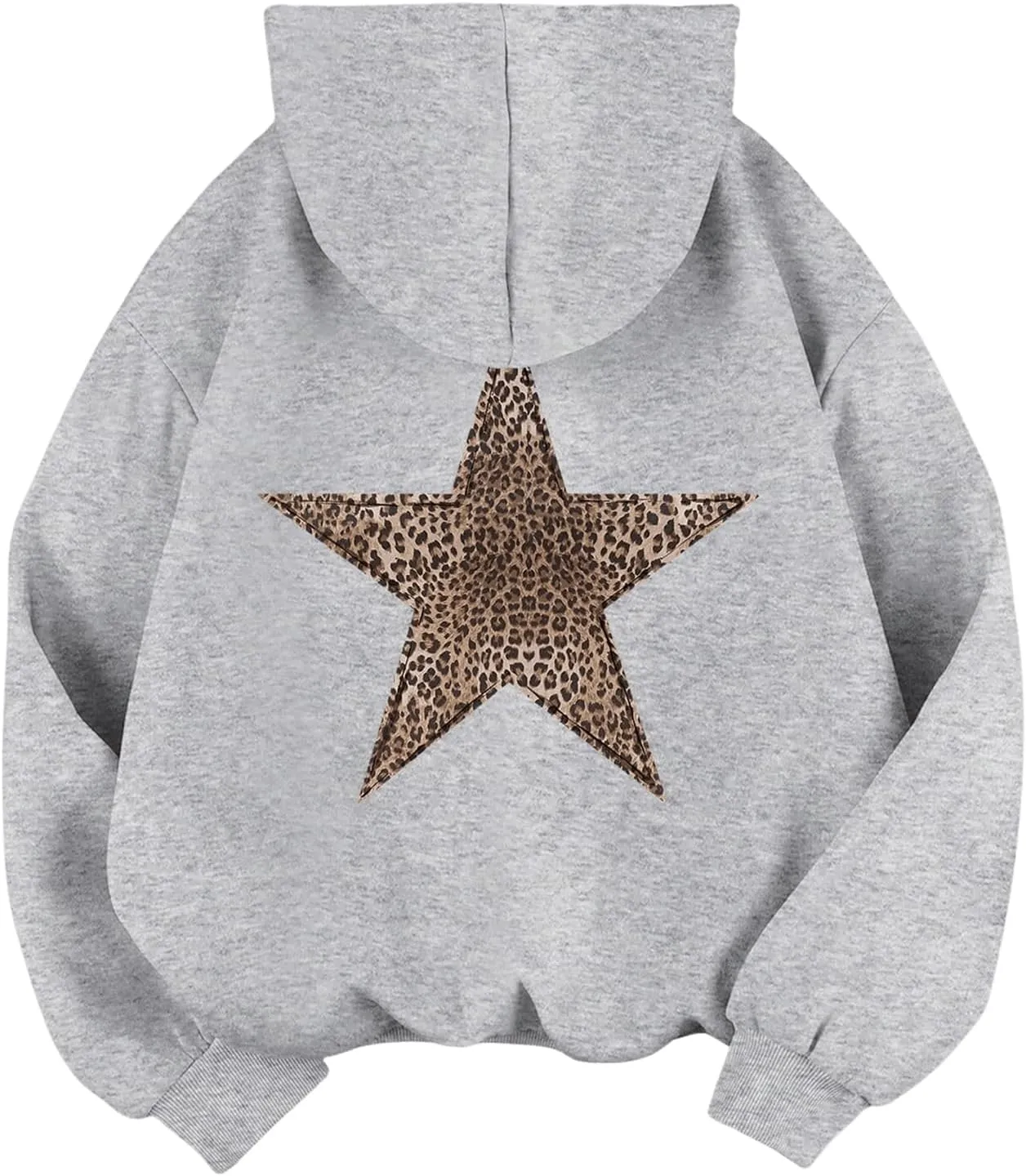 Women's Cheetah Leopard Star Print Hooded Sweatshirt Y2k Casual Long Sleeve Pullover Hoodie Tops