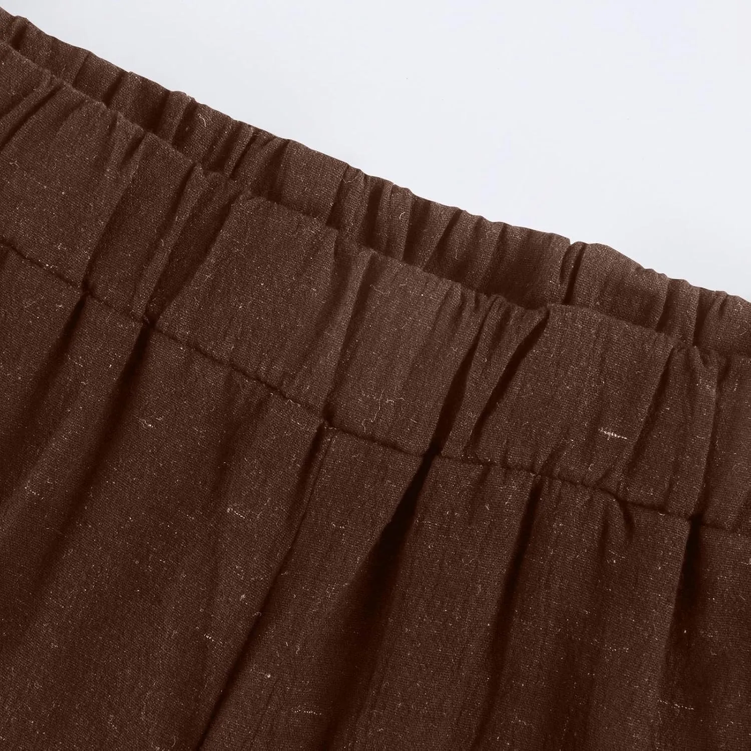 Womens Cotton Linen Capri Pants Summer Elastic Waist Plus Size Casual Pants Wide Leg Lightweight Capris with Pockets