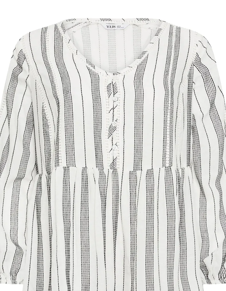 Women's Curve Contrast Stitch Blouse in White (Imperfect)