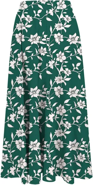 Women's High Waisted Flowy Swing Skirt, Fashion Floral Print Summer Beach Shirts Comfy Casual Daily Going Out Clothes