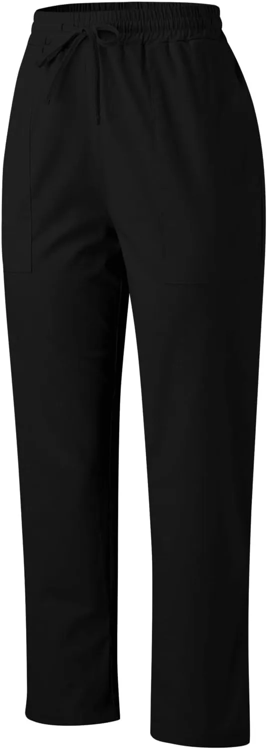 Womens Linen Blend Summer Y2K Fashion Palazzo Lounge Pants Elastic Waist Stretchy Slim Fit Trouser Business Work