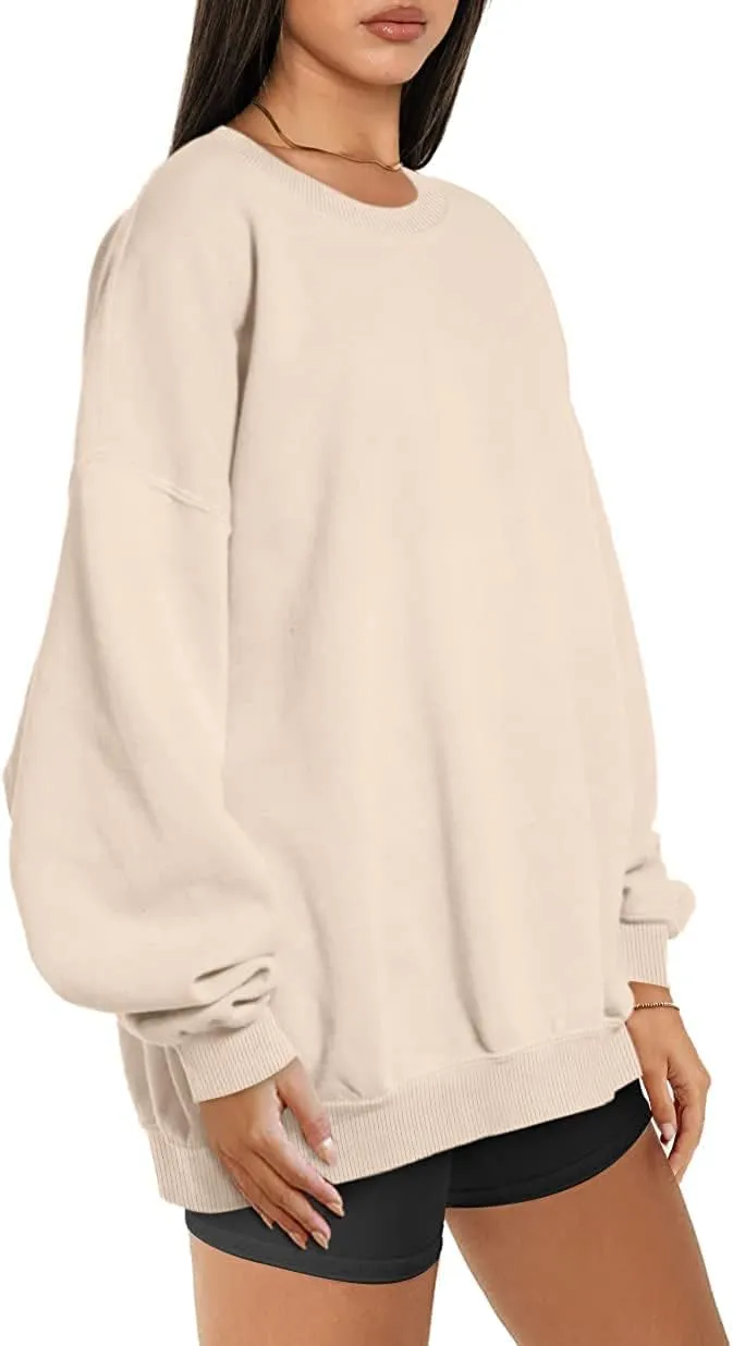 Women's Oversized Fleece Sweatshirts Long Sleeve Crew Neck Pullover Sweatshirt Casual Hoodie Tops