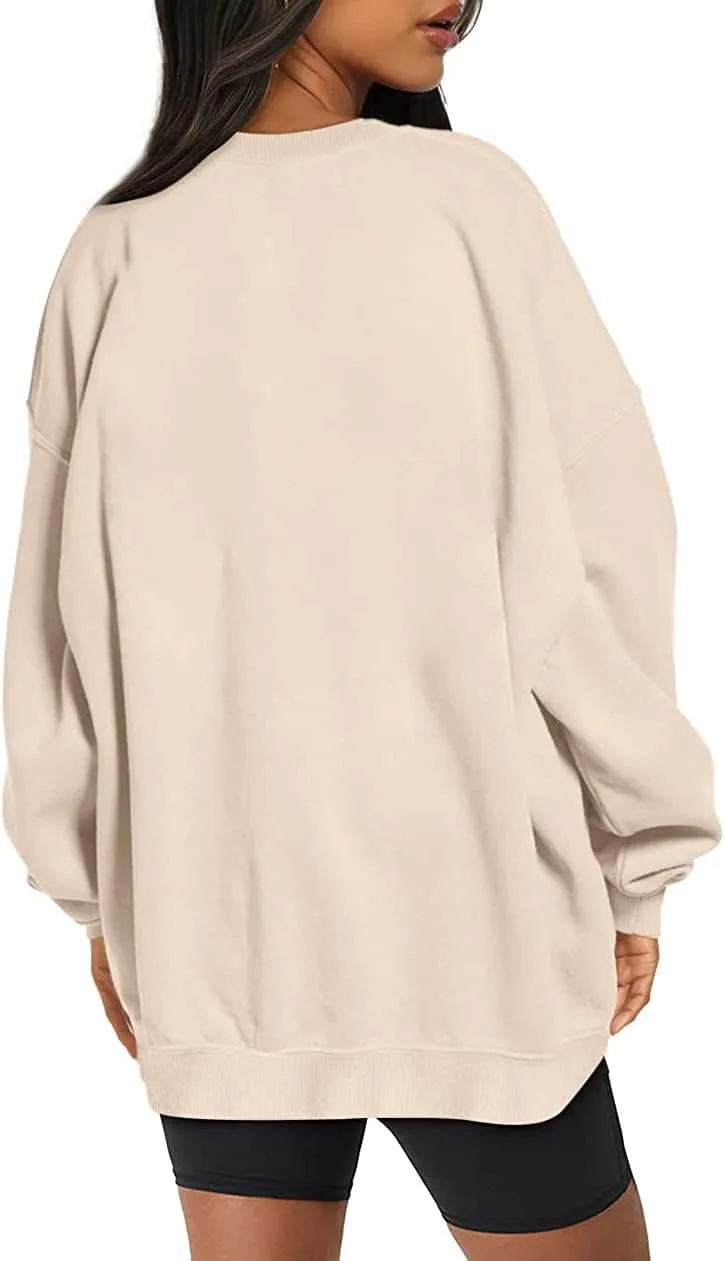Women's Oversized Fleece Sweatshirts Long Sleeve Crew Neck Pullover Sweatshirt Casual Hoodie Tops