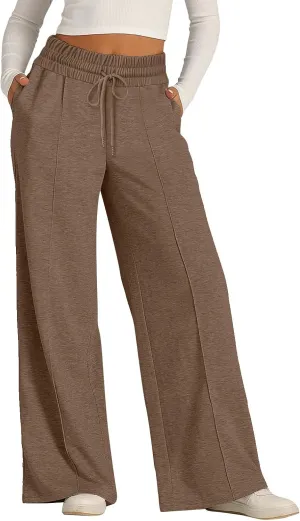 Women's Pants, High Waisted Straight Leg Linen Pants Wide Summer Sweatpants Palazzo