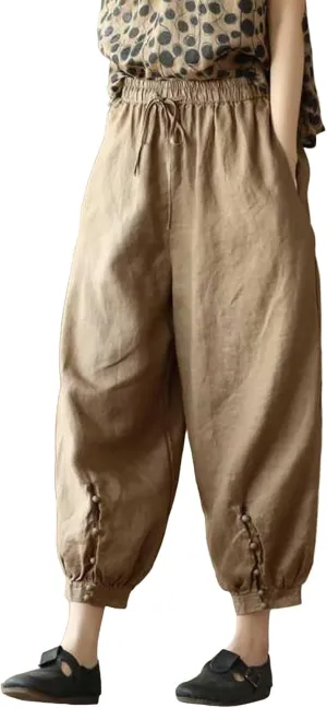 Women's Pants, Plus Size Linen Peasant Pants Casual Straight Leg 2025 Side