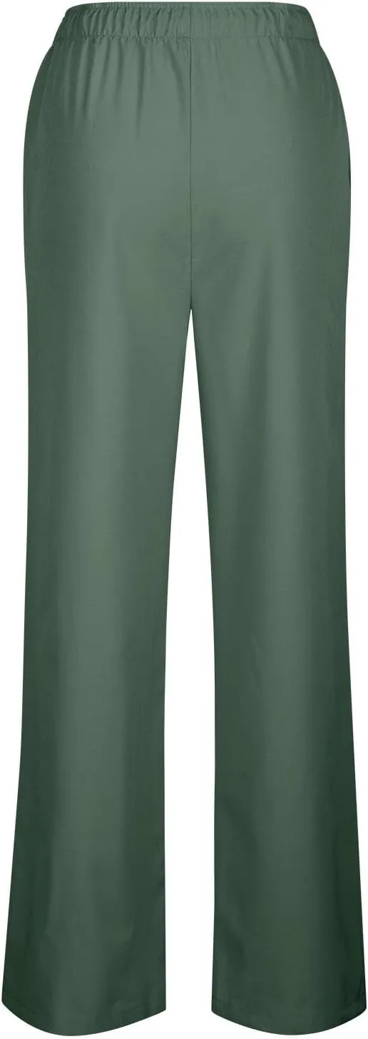 Women's Pants, Straight Leg Wide High Waisted Cotton Linen Pants Summmer Oversized