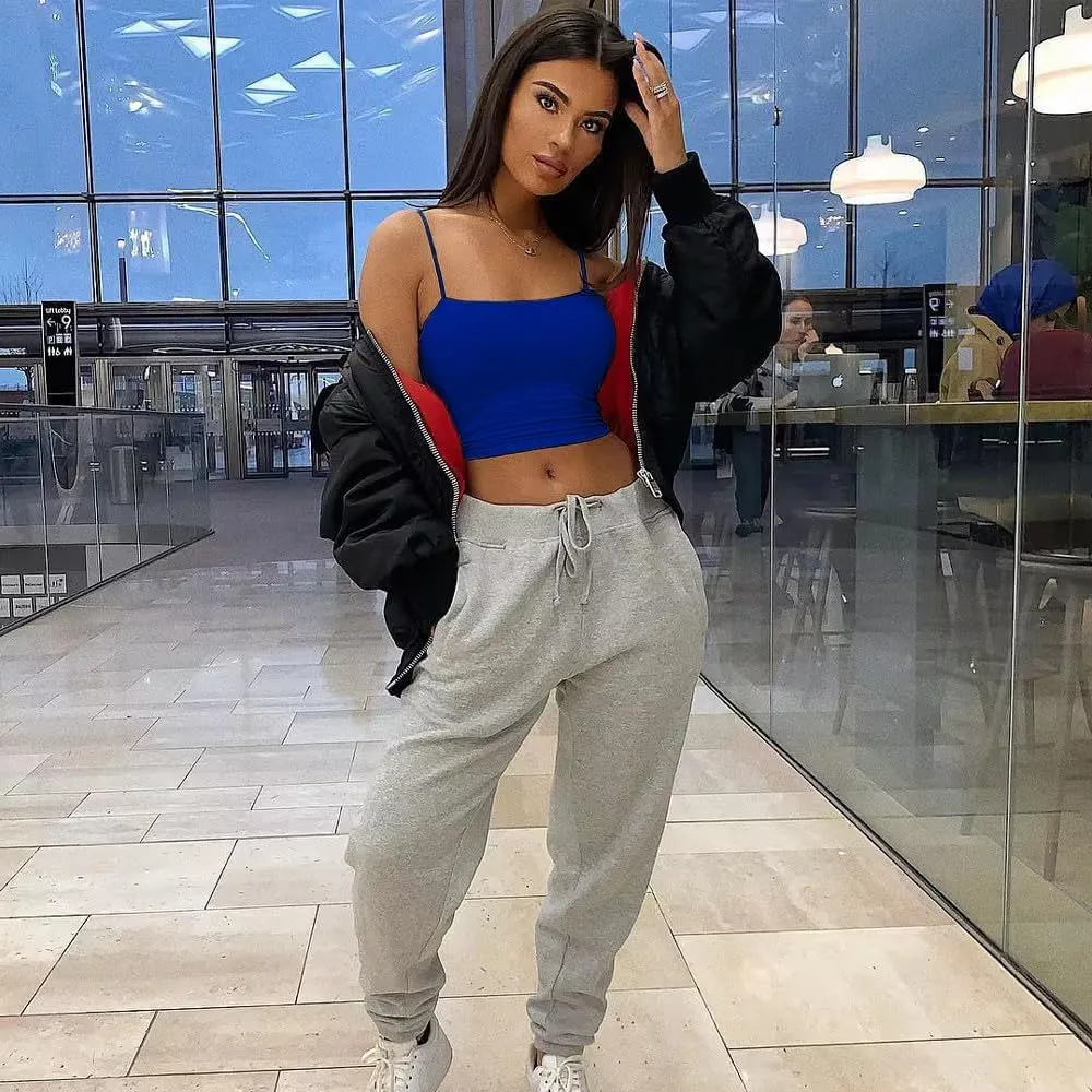 Women's Sexy Adjustable Spaghetti Strap Basic Cami Camisole Double Layer Tank Crop Tops