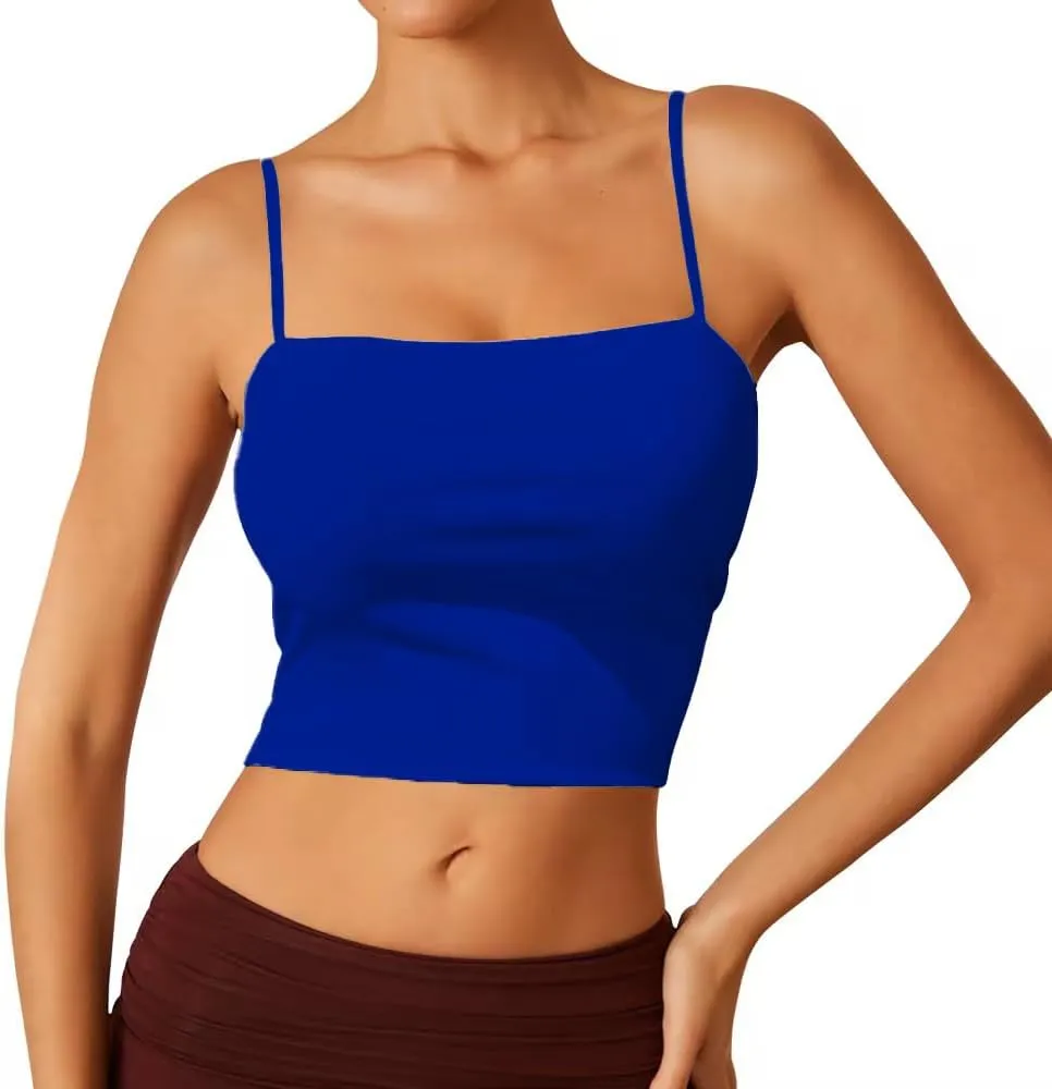 Women's Sexy Adjustable Spaghetti Strap Basic Cami Camisole Double Layer Tank Crop Tops