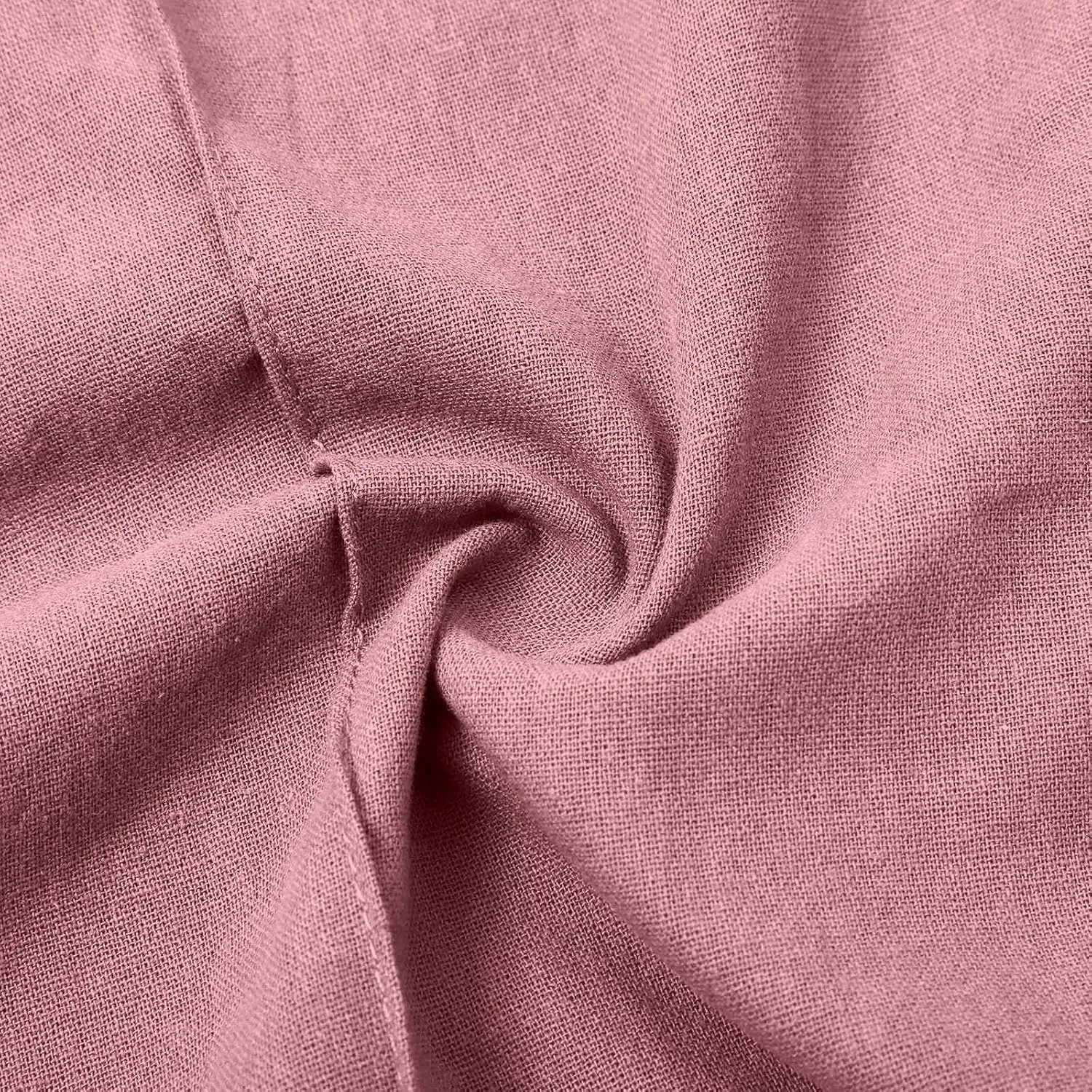Women's Solid Cotton Linen Straight Pants Drawstring Lightweight Summer Relax Fit Trouser Wide Leg Trousers with Pockets