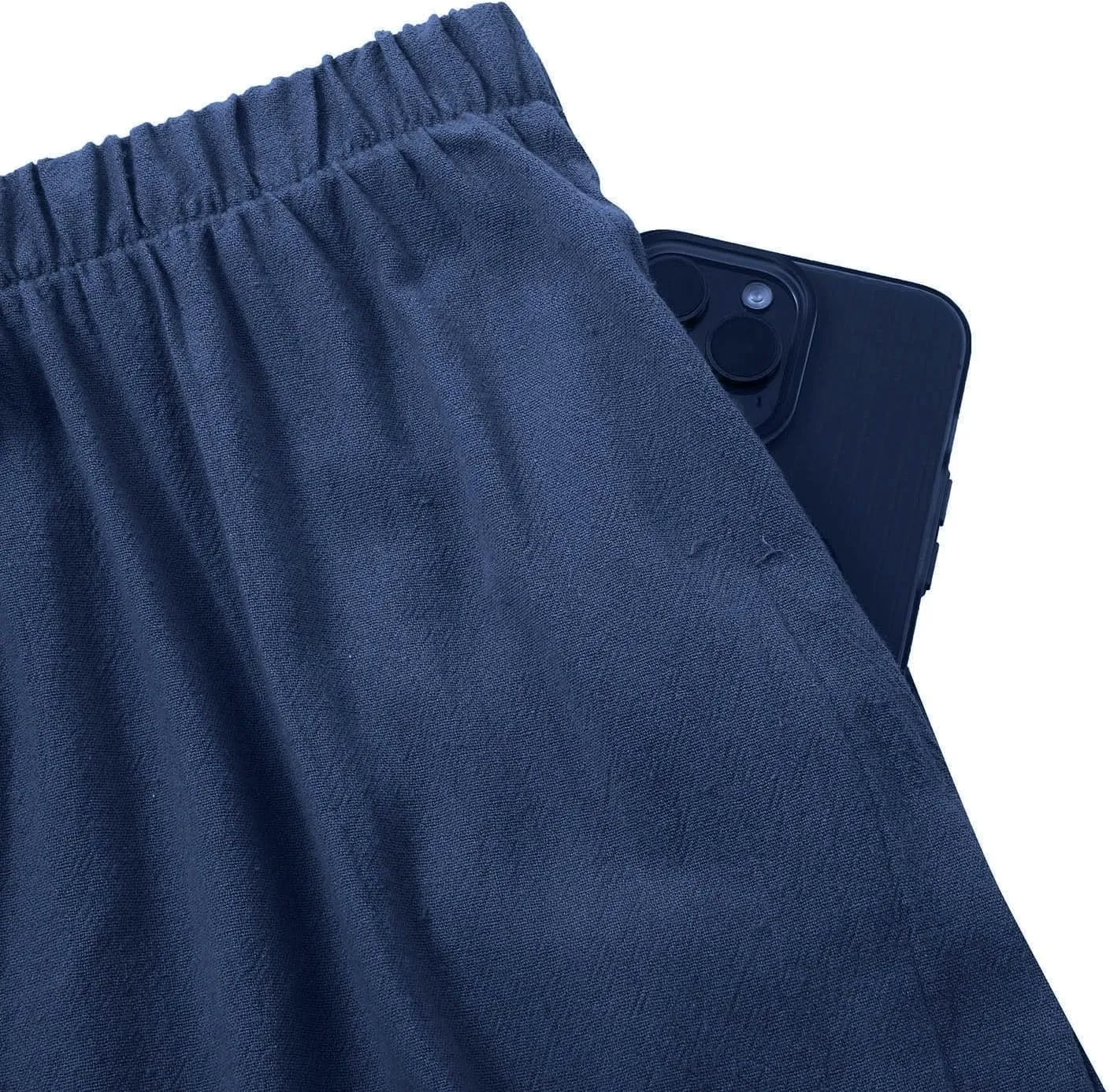 Women's Summer Wide Leg Pants Loose Drawstring Elastic Waist Lightweight Linen Palazzo Pants Beach Vacation Trousers