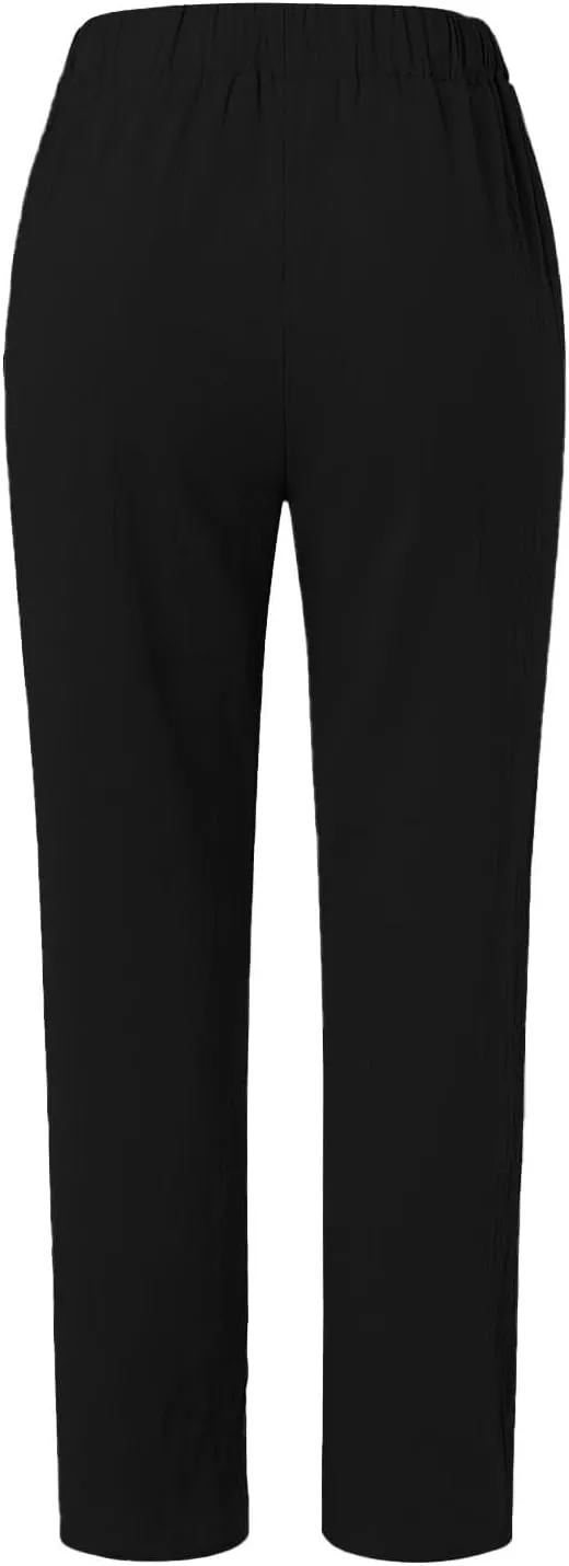 Womens Sweatpants, Peasant Pants Straight Leg Casual Linen Trendy Striped Side Loose