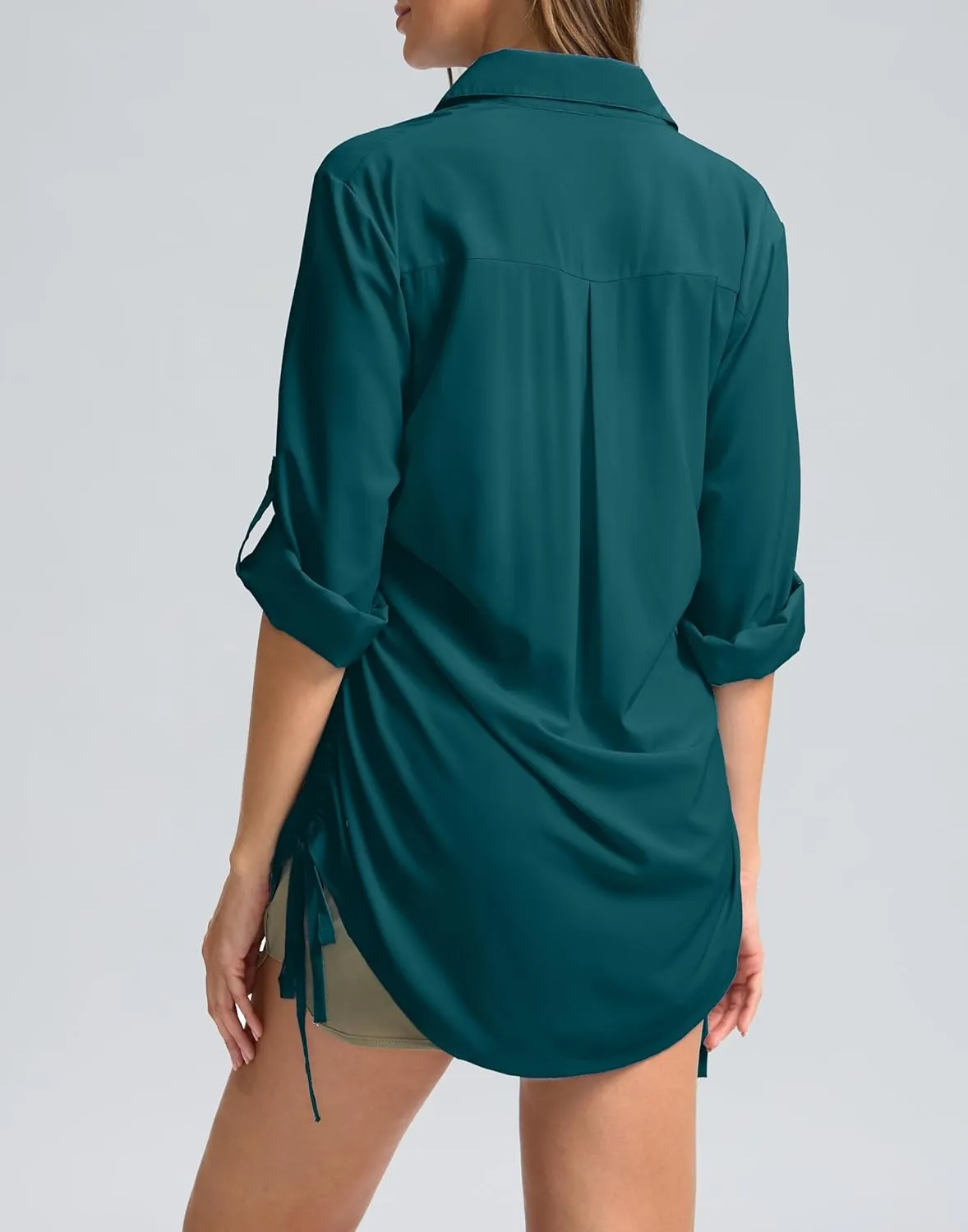 Women's UPF 50  Long Sleeve UV Sun Protection Shirts Fishing Hiking Button Down Dress Shirt Swim Cover Up for Women
