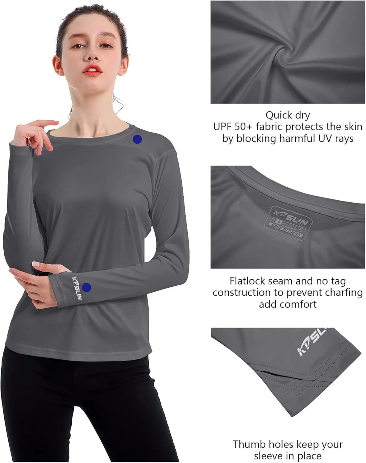 Women's UPF 50  UV Sun Protection Shirt Outdoor Performance Long Sleeve Rash Guard Shirts for Hiking,Swim,Fishing