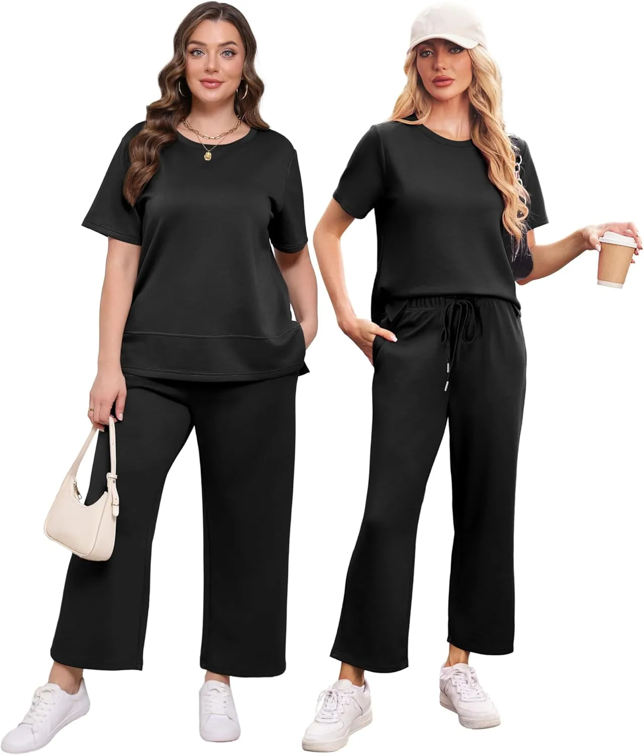 XIEERDUO Women's 2 Piece Lounge Set Fashion Travel Outfits Vacation Tracksuit Comfy Wide Leg Airport Loungewear S-3XL
