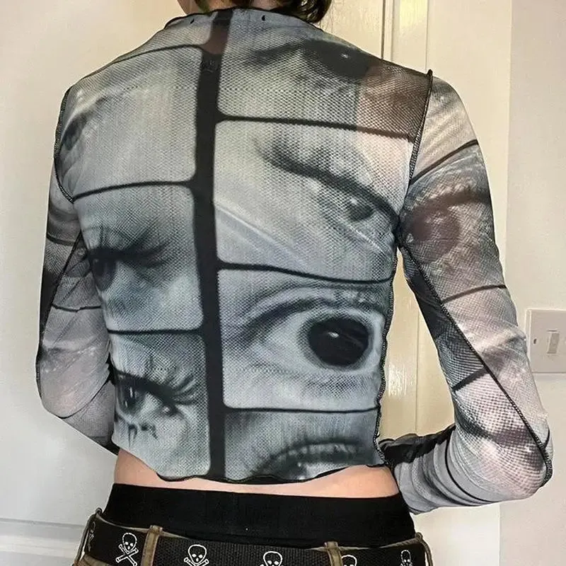 Y2K Skeleton Stitch Slim-Fit Sweater  Edgy Trendy
