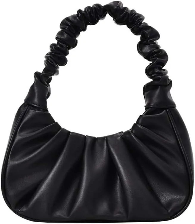 Y2K Vintage Style Vegan Leather Bag, Gabbi Bag Chic Pouch Bag Vegan Leather Vintage Hobo Handbag Fashionable for Women, Black